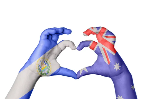 萨尔瓦多澳大利亚心脏 手手势造心 收割路径 — 图库照片