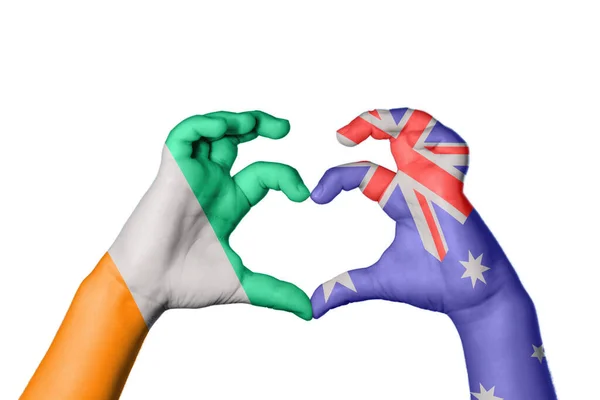 Ivory Coast Australia Heart Hand Gesture Making Heart Clipping Path — Stock Photo, Image