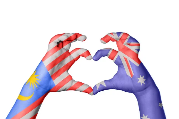 Малайзія Австралія Серце Жест Рук Робить Серце Відсікаючи Шлях — стокове фото