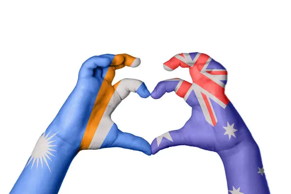 Marshallovy Ostrovy Austrálie Srdce Ruční Gesto Dělat Srdce Ořezávání Cesta — Stock fotografie