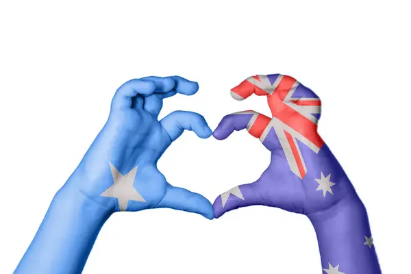 Somalia Australia Heart Hand Gesture Making Heart Clipping Path — Stock Photo, Image