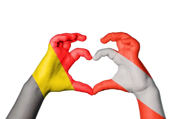 Belgium Austria Heart Hand Gesture Making Heart Clipping Path — Stock Photo, Image