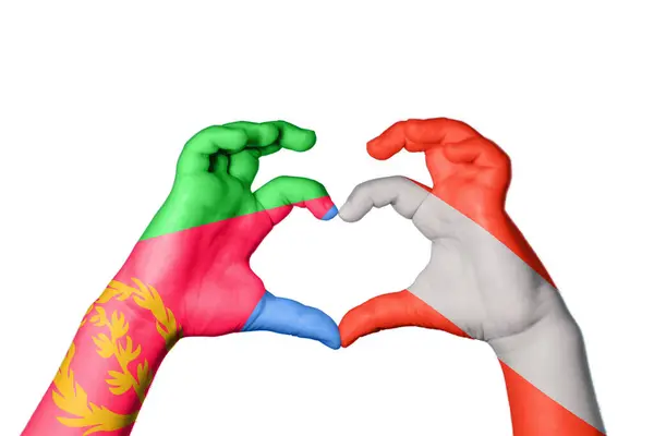 Eritreia Áustria Coração Mão Gesto Fazendo Coração Clipping Path — Fotografia de Stock
