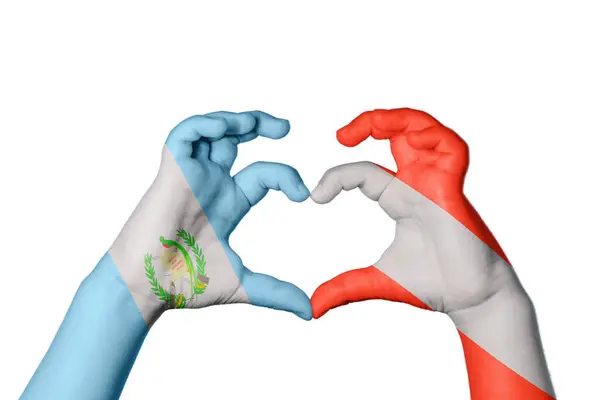 Γουατεμάλα Αυστρία Καρδιά Χέρι Χειρονομία Κάνοντας Καρδιά Ψαλίδισμα Μονοπάτι — Φωτογραφία Αρχείου