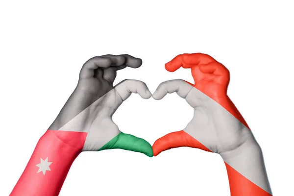 Jordan Austria Heart Hand Gesture Making Heart Clipping Path — Stock Photo, Image