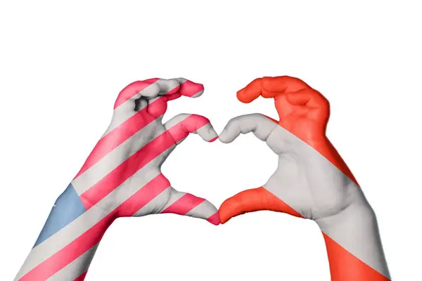 Liberia Austria Heart Handgebaar Maken Hart Knippad — Stockfoto