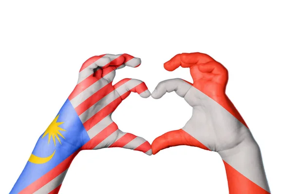 Малайзия Австрия Сердце Жест Руки Делает Сердце Клиппинг Путь — стоковое фото