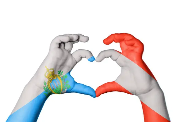 San Marino Austria Heart Hand Gesture Making Heart Clipping Path — Stock Photo, Image