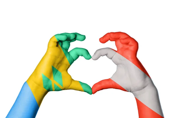 Άγιος Βικέντιος Και Γρεναδίνες Αυστρία Καρδιά Χέρι Χειρονομία Κάνοντας Καρδιά — Φωτογραφία Αρχείου