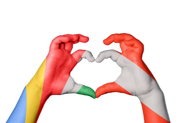 Seychellen Österreich Herz Handbewegung Die Herz Macht Clipping Path — Stockfoto