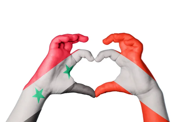 Syrien Østrig Hjerte Hånd Gestus Gør Hjerte Klipning Sti - Stock-foto