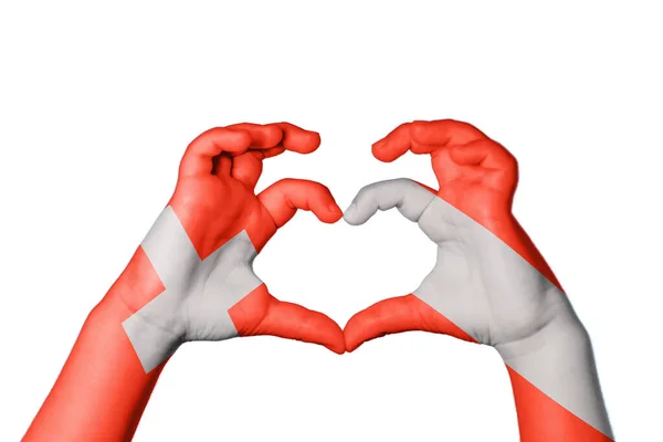 Switzerland Austria Heart Hand Gesture Making Heart Clipping Path — Stock Photo, Image