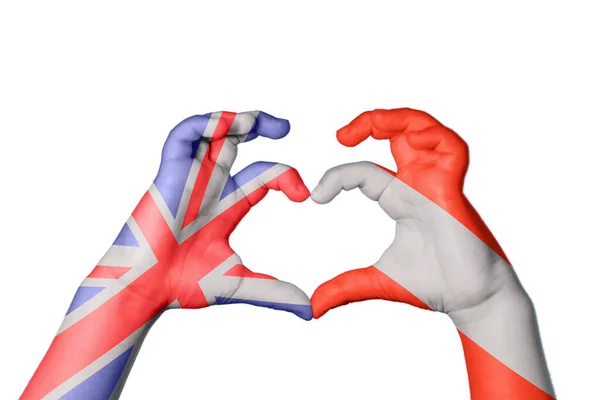 Ηνωμένο Βασίλειο Αυστρία Καρδιά Χέρι Χειρονομία Καθιστώντας Την Καρδιά Ψαλίδισμα — Φωτογραφία Αρχείου