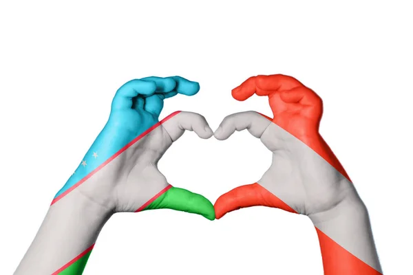 Usbekistan Österreich Herz Handbewegung Die Herz Macht Clipping Path — Stockfoto