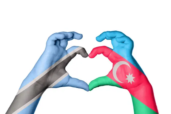 Botswana Azerbaijan Heart Hand Gesture Making Heart Clipping Path — Stock Photo, Image