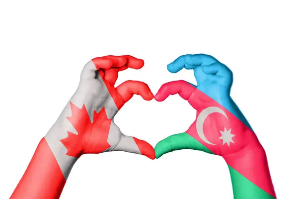Canada Azerbaijan Heart Hand Gesture Making Heart Clipping Path — Stock Photo, Image
