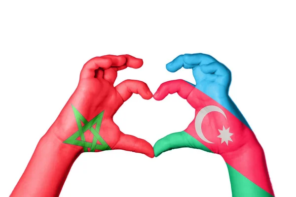 Μαρόκο Αζερμπαϊτζάν Καρδιά Χειρονομία Χέρι Κάνοντας Καρδιά Ψαλίδισμα Μονοπάτι — Φωτογραφία Αρχείου