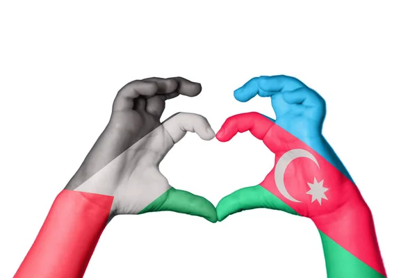 Palestine Azerbaijan Heart Hand Gesture Making Heart Clipping Path — Stock Photo, Image