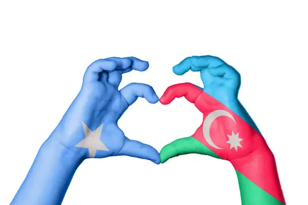 Somalia Azerbaijan Heart Hand Gesture Making Heart Clipping Path — Stock Photo, Image