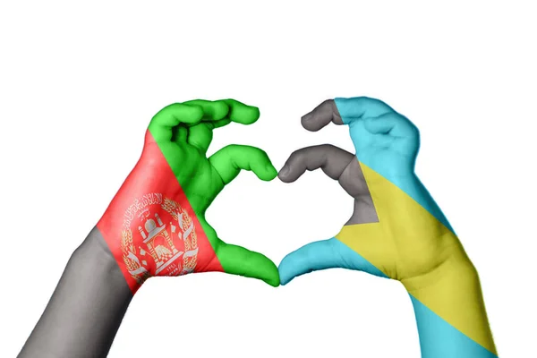 阿富汗巴哈马心 手手势造心 收割之路 — 图库照片