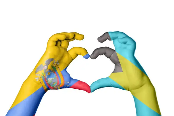 Ecuador Bahama Szigetek Szív Kézmozdulatok Készítése Szív Vágási Útvonal — Stock Fotó