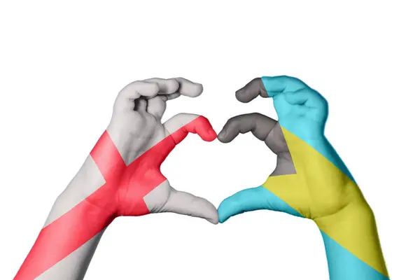 England Bahamas Heart Hand Gesture Making Heart Clipping Path — Stock Photo, Image