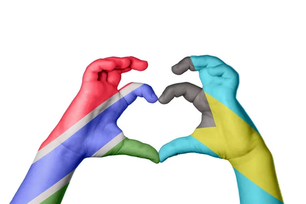 Gambia Bahamas Heart Hand Gesture Making Heart Clipping Path — Stock Photo, Image