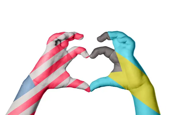 Liberia Bahamas Heart Hand Gesture Making Heart Clipping Path — Stock Photo, Image