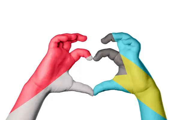 Monaco Bahamas Heart Hand Gesture Making Heart Clipping Path — Stock Photo, Image