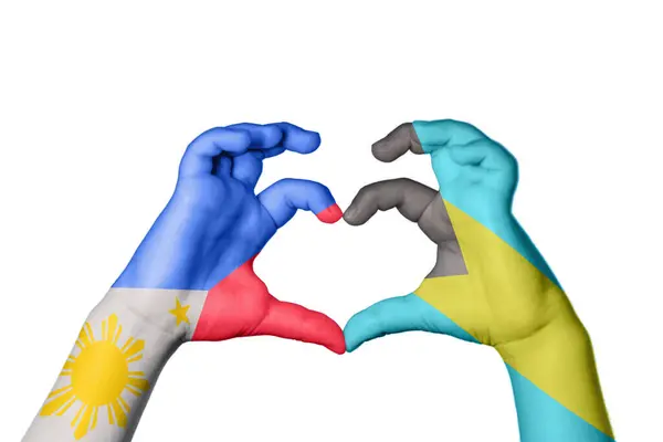 Φιλιππίνες Μπαχάμες Καρδιά Χειρονομία Χέρι Κάνει Καρδιά Ψαλίδισμα Μονοπάτι — Φωτογραφία Αρχείου