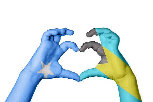 索马里巴哈马心 手手势造心 收割之路 — 图库照片