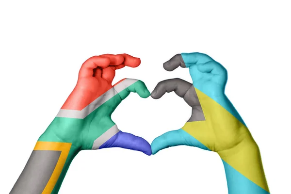 Dél Afrika Bahama Szigetek Szív Kézmozdulatok Készítése Szív Vágási Útvonal — Stock Fotó