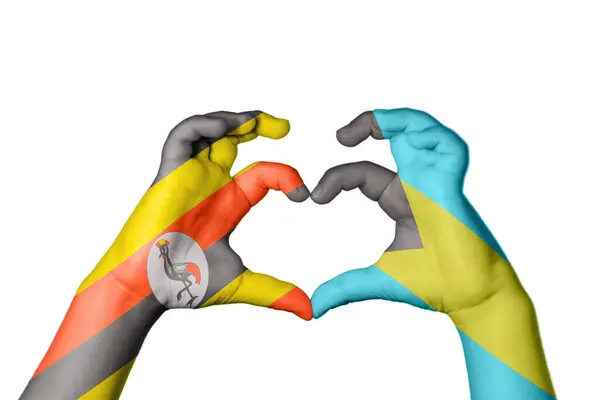 乌干达Bahamas Heart Hand Gesture Making Heart Clipping Path — 图库照片
