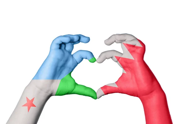 Džibutské Bahrajnské Srdce Ruční Gesto Srdce Střihací Stezka — Stock fotografie