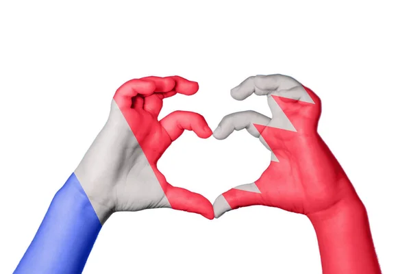 Frankrike Bahrain Hjärta Hand Gest Att Göra Hjärta Klippning Vägen — Stockfoto