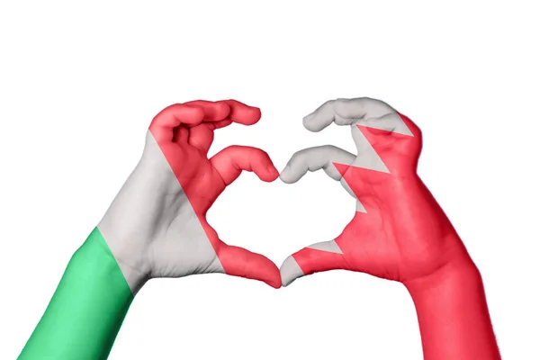 Italien Bahrain Herz Handgeste Macht Herz Clipping Path — Stockfoto