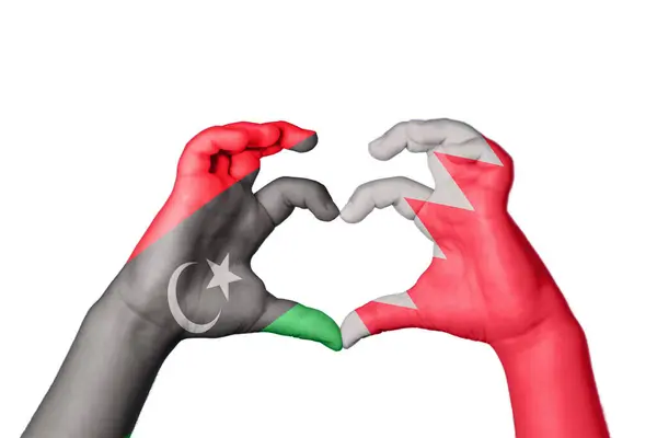Libyen Bahrain Herz Handgeste Macht Herz Clipping Path — Stockfoto