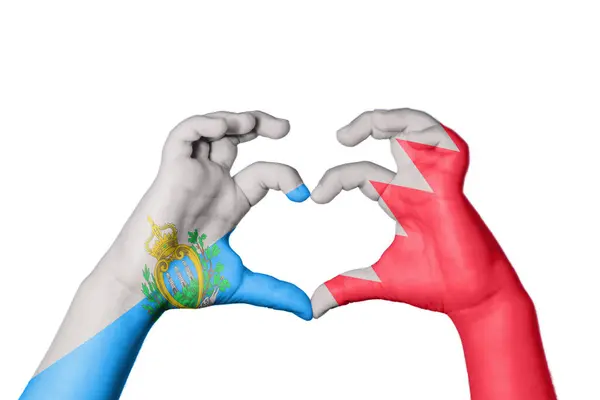 San Marino Bahrain Heart Hand Gesture Making Heart Clipping Path — Stock Photo, Image