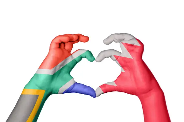 South Africa Bahrain Heart Hand Gesture Making Heart Clipping Path — Stock Photo, Image