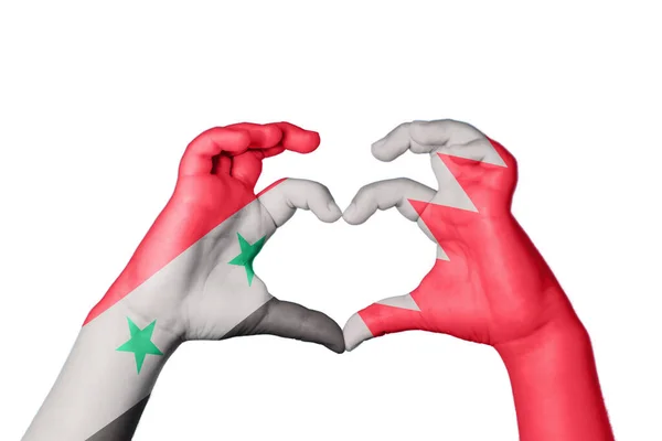 Syria Bahrain Heart Hand Gesture Making Heart Clipping Path — Stock Photo, Image