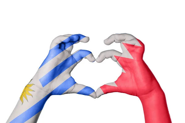 Uruguay Bahrain Heart Handgeste Macht Herz Clipping Path — Stockfoto