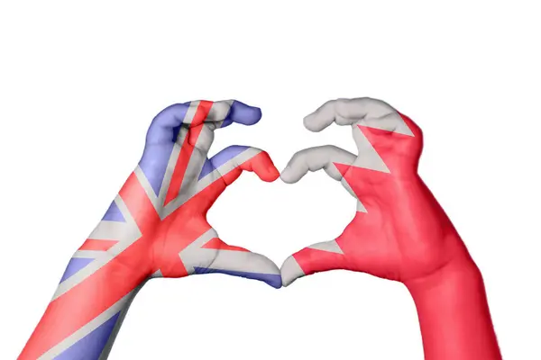 Reino Unido Bahrain Heart Gesto Mão Fazendo Coração Clipping Path — Fotografia de Stock