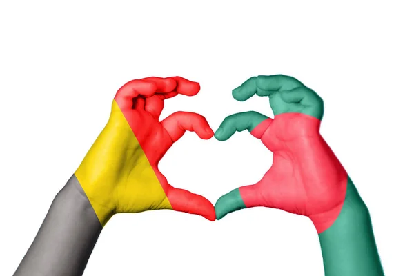 Belgien Bangladesch Herz Handgeste Macht Herz Clipping Path — Stockfoto