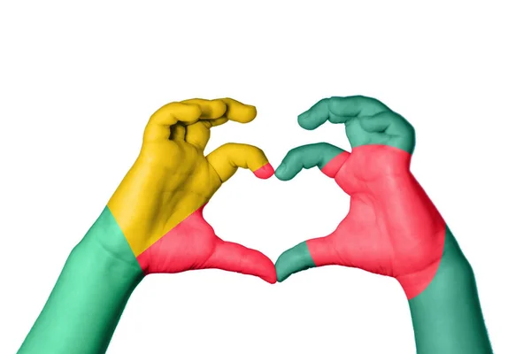 Benin Bangladesh Heart Hand Gesture Making Heart Clipping Path — Stock Photo, Image