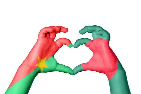 Burkina Faso Bangladesh Heart Hand Gesture Making Heart Clipping Path — Stock Photo, Image