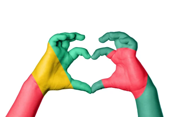 Guinea Bangladesh Heart Hand Gesture Making Heart Clipping Path — Stock Photo, Image