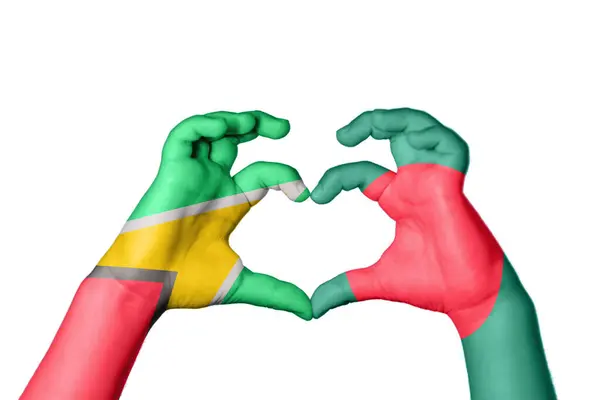 Guyana Bangladesh Corazón Hacer Gestos Corazón Recortar Camino — Foto de Stock