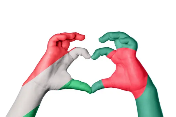 Ungarn Bangladesch Herz Handbewegung Die Herz Macht Clipping Path — Stockfoto