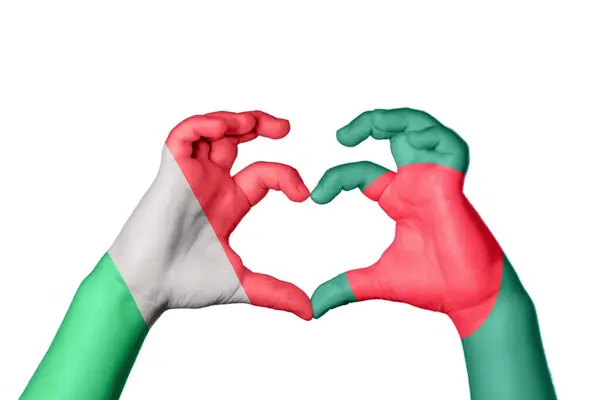 Ιταλία Μπαγκλαντές Καρδιά Χέρι Χειρονομία Κάνοντας Καρδιά Ψαλίδισμα Μονοπάτι — Φωτογραφία Αρχείου