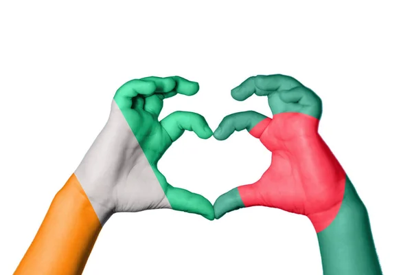 Elfenbeinküste Bangladesch Herz Handbewegung Die Herz Macht Clipping Path — Stockfoto